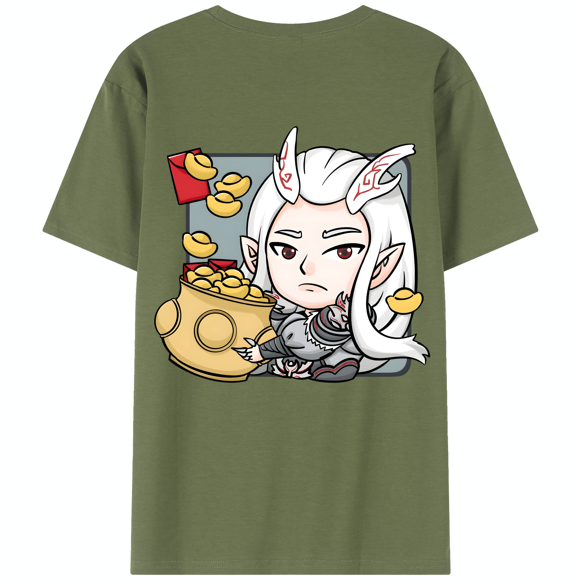 （画像用） Ne Zha 2 ナタ 魔童の大暴れ 綿100％半袖Tシャツ（背面プリント）